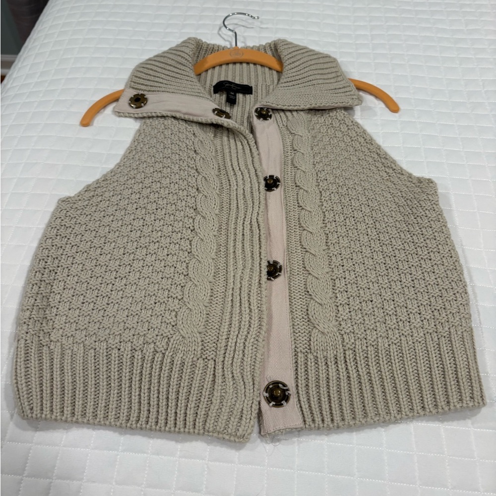 Jessica Simpson Beige Cable Knit Sweater Vest